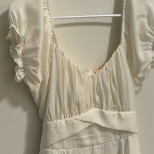 Elegant Cream Dress with Ruffle Sleeves